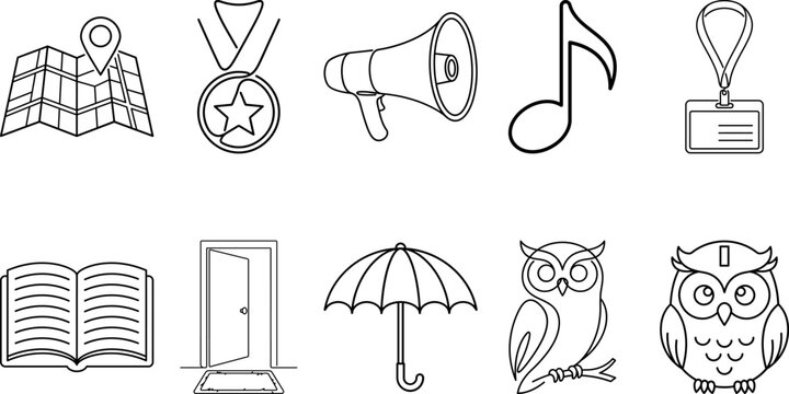 Back to school icon set line art icons for education and learning