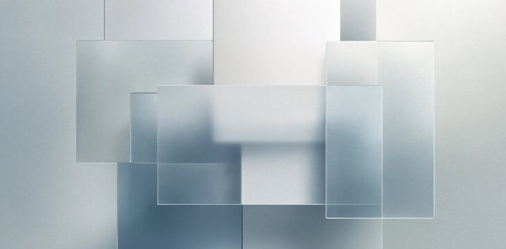Abstract background featuring stacked semi-transparent glass panes abstract background transparent geometric minimalist rectangle composition gradient contemporary perspective
