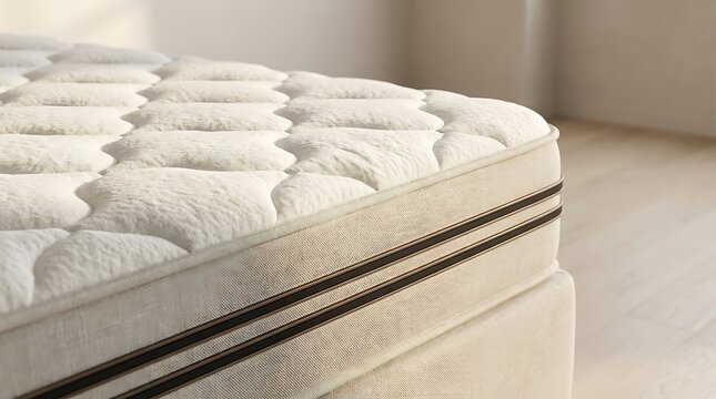 Luxury memory foam mattress topper with quilted design. High-end orthopedic bedding for superior comfort and support.