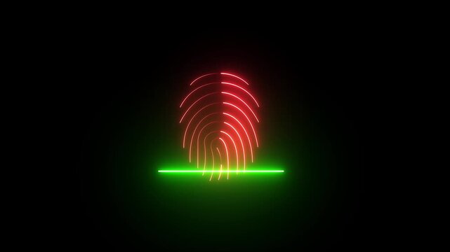 Biometric Fingerprint Scanner with Neon Laser Line for Cyber Security Access and Identity Verification Illustration