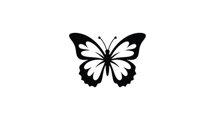 Monochrome butterfly silhouette against a white background silhouette © Gk