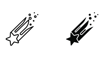 Shooting star icon set. Falling comet symbol for celestial design and space graphics. © JOSNA 