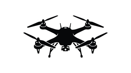 Fototapeta premium Drone With Four Rotors Black Silhouette quadcopter