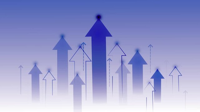 Background with multiple upward-pointing arrows of varying sizes and glow, symbolizing growth and progress animation