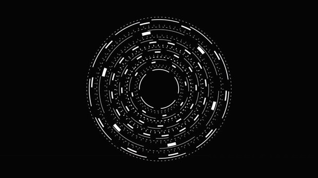 Circular Digital Interface Graphic Element for Advanced Futuristic Technology HUD Data Visualization and Abstract Motion Systems