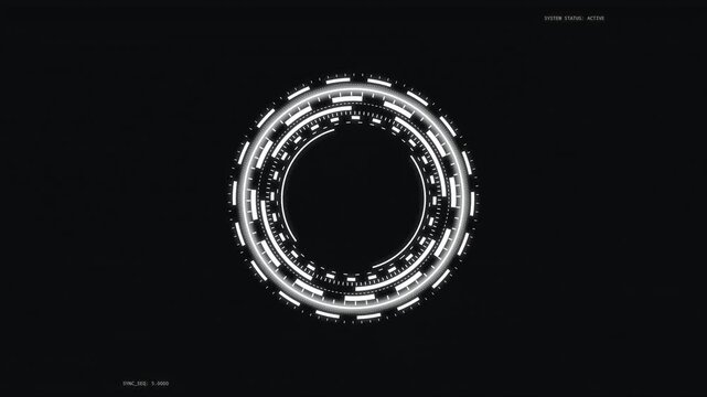 Futuristic circular motion graphic interface element featuring digital HUD radar scanning animation for advanced data visualization and technology design