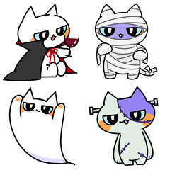 ハロウィンの仮装をした猫4匹セット © Ne61.