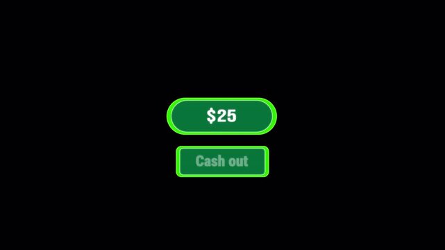 Digital cash out counter with gold coin and increasing dollar amount
