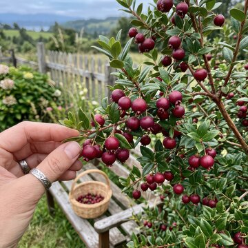 Hands picking ripe cherries from a tree