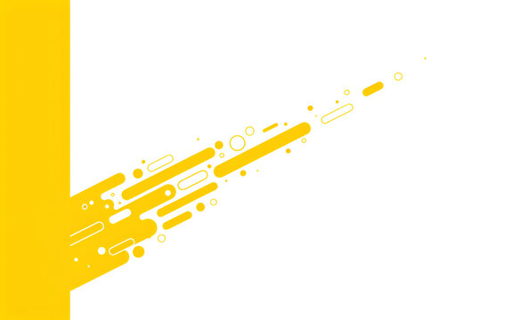 Yellow abstract dynamic shapes with motion blur suggesting speed and progress against a white expanse
