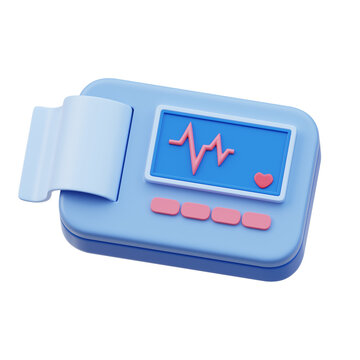 3d ECG machine medical icon