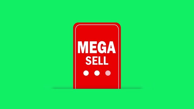 mega sell promotion pop up banner animation. retail marketing sale announcement pop up overlay. e-commerce sale button animation for digital marketing.