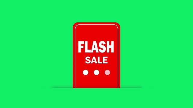 flash sale banner animation for online promotions and special offers with green screen background. animated red flash sale tag for marketing campaigns and e-commerce discounts on chroma key.