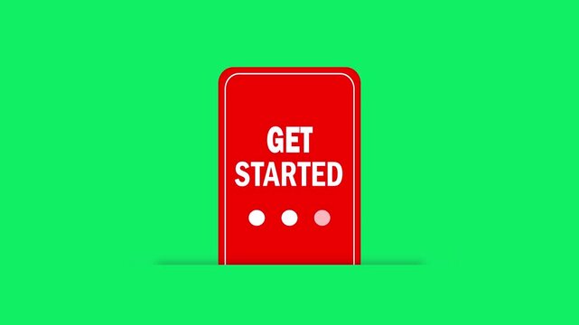 get started button call to action graphic on green screen chroma key background. animated get started call to action button overlay graphic on green background.