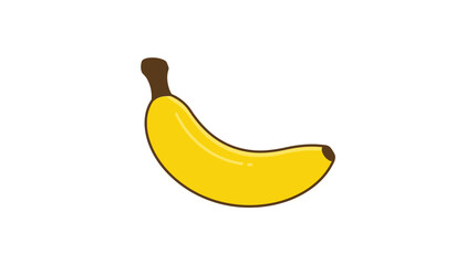Bright yellow banana with green stem illustration. © Yulia