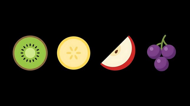 Sliced fruit icons of kiwi, lemon, and apple.