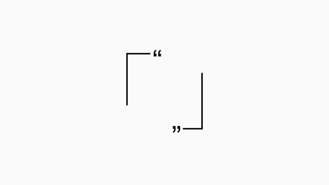 Quote icon corner animation for typography and text presentation.Quote frame collection for text.Rectangle doodle frames with quote, Rectangular quote mark graphic animation.