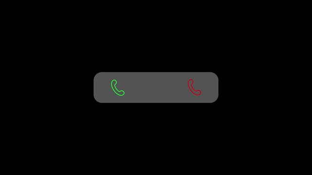 Animation of smart phone incoming call with call ring icon animation.Incoming call ring icon on screen background ringing,calling icon animation.Accept call or decline call icon.