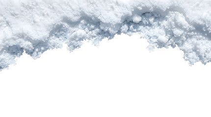 Fototapeta premium Frosty snowdrift edge with icy texture during winter on a clean white background