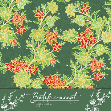 Batik Floral Seamless Pattern Background