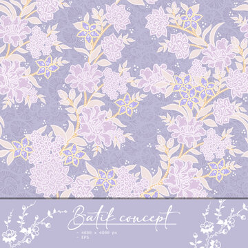 Batik Floral Seamless Pattern Background