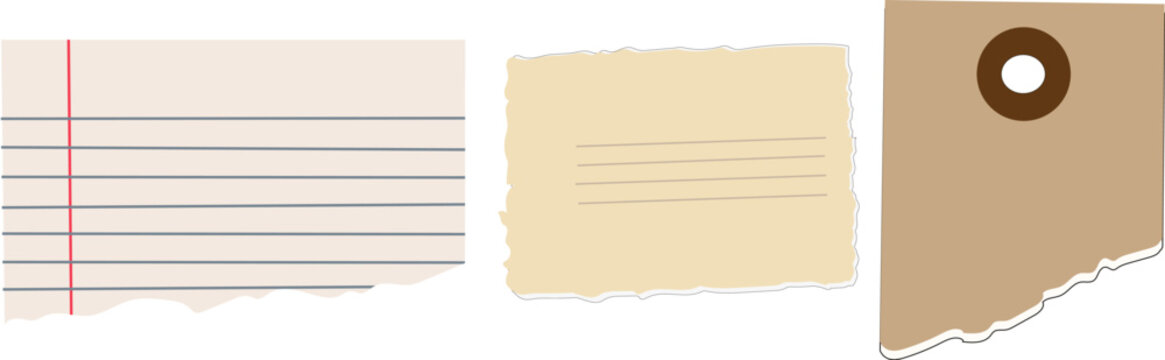 torn paper scraps collection with notebook page old parchment and kraft 
