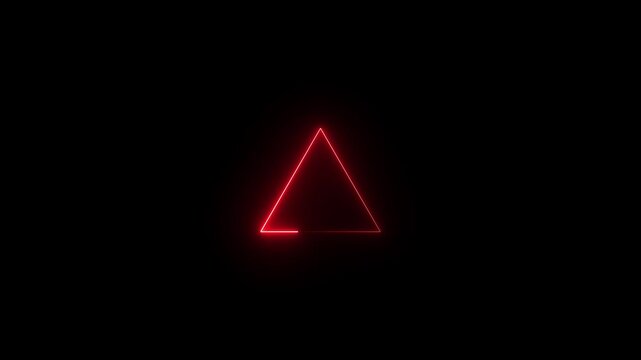 Radiant red neon triangle outline animation a triangular shape with a glowing isolated on a pitch black background glowing shape geometric light abstract glowing shape geometric light abstract
