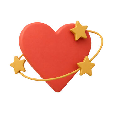 3D Heart Star Icon &ndash; Orbiting Stars Love Achievement Concept