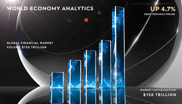 Upward Trend in Global Financial Market Volume with Abstract Blue Bars finance