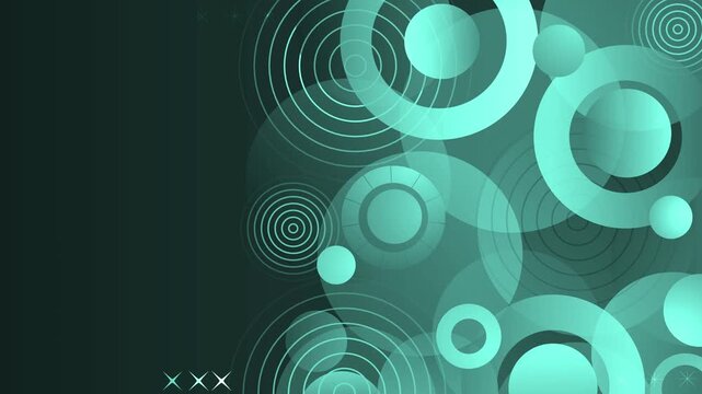 Abstract circle pattern on a dark background with copy space and a modern geometric look animation