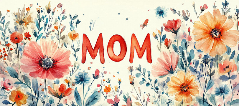 Beautiful floral composition with blooming flowers and botanical elements for Mother&rsquo;s Day. Romantic pastel bouquet forms a decorative greeting card background.