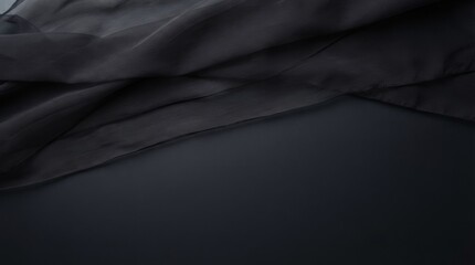 Fototapeta premium Elegant Black Silk Fabric Draped on Dark Background
