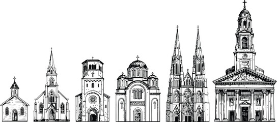 Gothic architecture, detailed spires, and ornate cathedrals in black and white towers © Hey Tahera