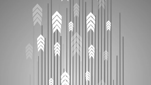 Abstract background with vertical lines and upward arrows animation, Abstract growth progress and business success