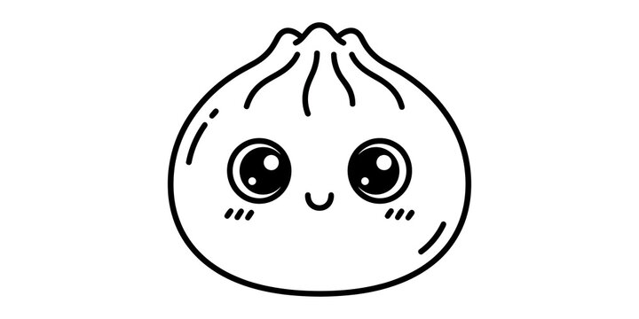 Cute cartoon baozi dumpling character illustration for food menu.