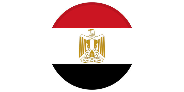 Egypt flag in circular shape with eagle of Saladin emblem.