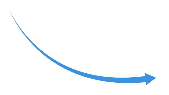 Curved arrow pointing down and to the right simple symbol for direction or decline animation