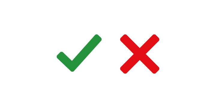 Standard check mark and cross symbols for true or false validation.