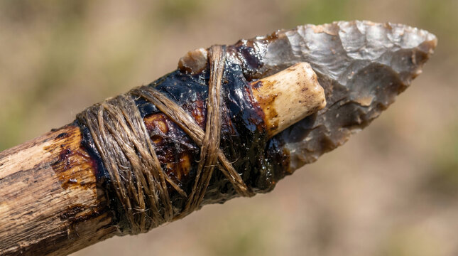 Primitive Stone Tool Construction with Natural Materials and Ancient Craftsmanship