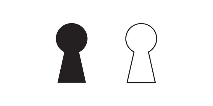 Minimalist keyhole shape icons with solid and outline variations.