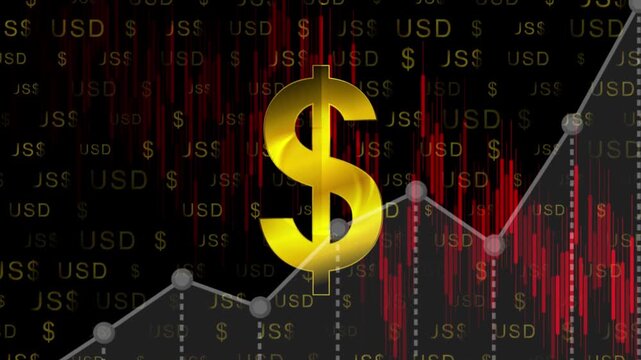 dollar with stock market graph