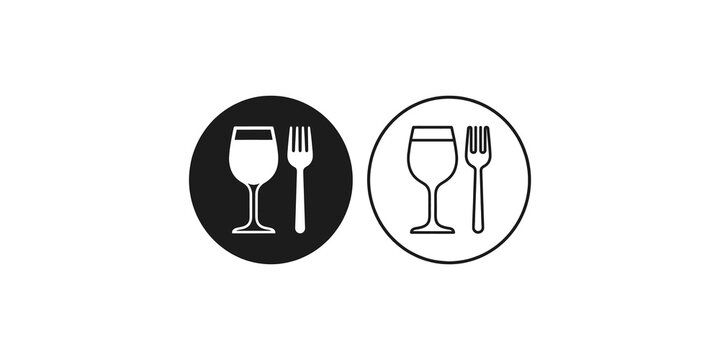 Dining cutlery icons showing fork and wine glass symbols.