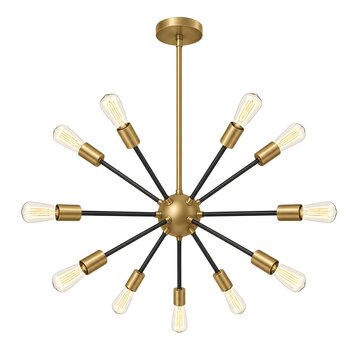 Clean flat vector modern Sputnik chandelier with filament bulbs