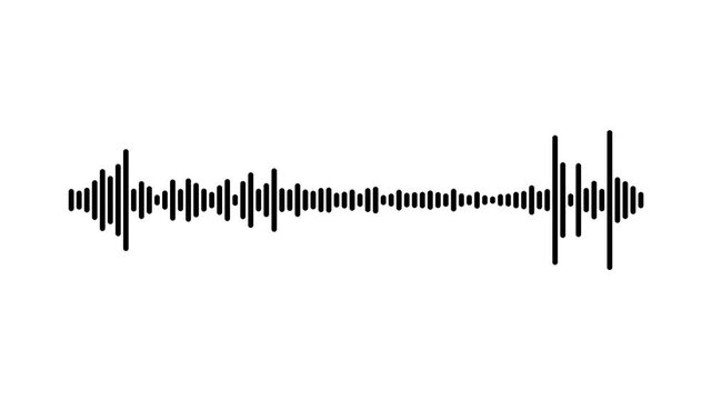 Clean sound wave visualizer animation, black audio spectrum motion, abstract waveform frequency design, line audio wave visualization on white background animation, audio sound waves animation,4k