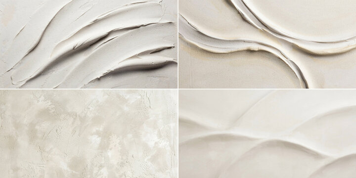 Construction foam texture with creamy plaster swirls creates smooth industrial background suitable for renovation, architecture modern decorative surface.
