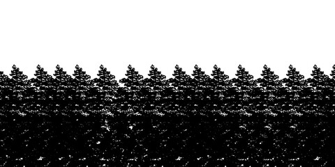 Seamless pattern with a row of pine trees, forest silhouette isolated on transparent background © Creative Corner Zone