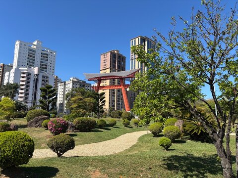 Torii Gate in the Japanese Garden in Sao Jose dos Campos, SP, Brazil.