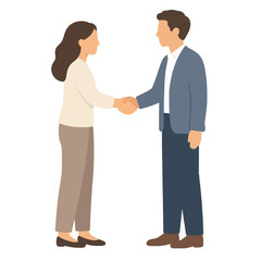Fototapeta premium Handshake between a job interviewer and candidate vector illustration, flat cartoon business people meeting in formal attire, professional recruitment concept icon