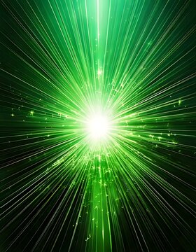 Radiant Green Light Burst in Dark Background.