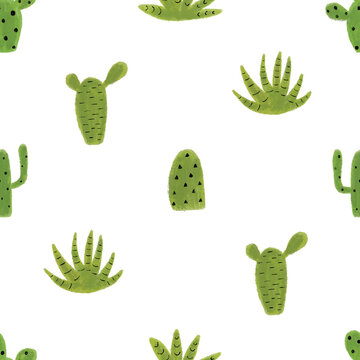 Seamless pensils colors pattern with cactuses. .Colored pencil pattern.